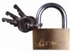 Замок STAYER латунный на карточке,3 ключа